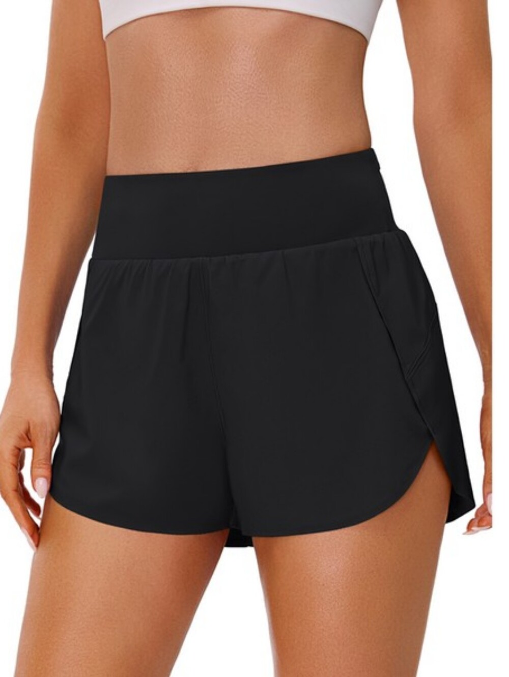 Blooming Jelly Black High Waisted Running Athletic Shorts Workout Activewear M